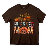 Chocolate Brown Western Blessed Mom With Cross Heavy Core Tee - BundleAndBundleShop