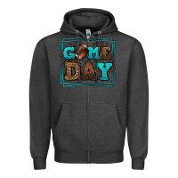 Charcoal Heather Game day American Football leopard frame Zipper Hoodie - LillyAllenDesigns
