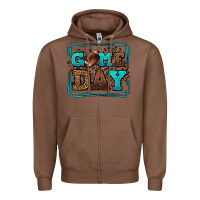 Chestnut Game day American Football leopard frame Zipper Hoodie - LillyAllenDesigns