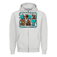 Dove Grey Game day American Football leopard frame Zipper Hoodie - LillyAllenDesigns