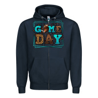 Navy Game day American Football leopard frame Zipper Hoodie - LillyAllenDesigns
