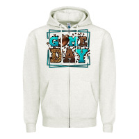 Oatmeal Heather Game day American Football leopard frame Zipper Hoodie - LillyAllenDesigns
