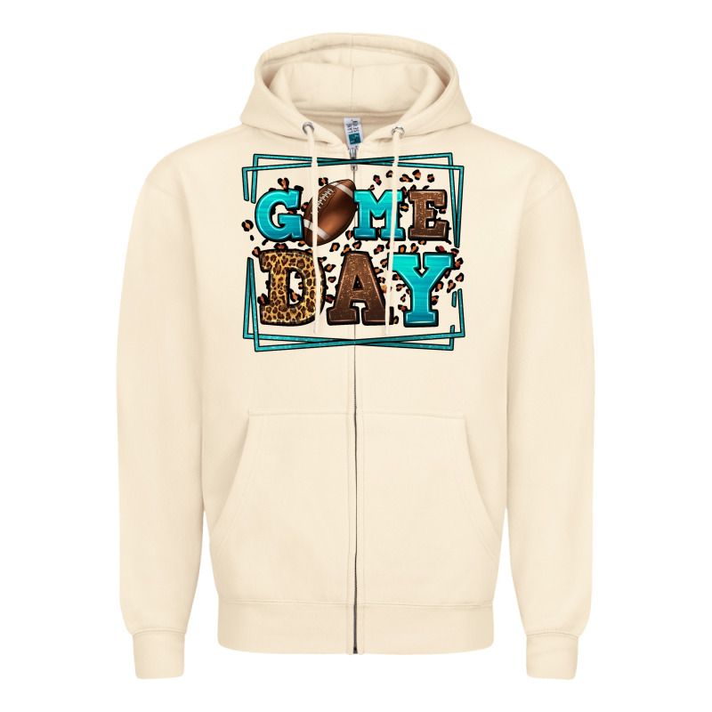 Game Day American Football Leopard Frame Zipper Hoodie by LillyAllenDesigns | Teevron