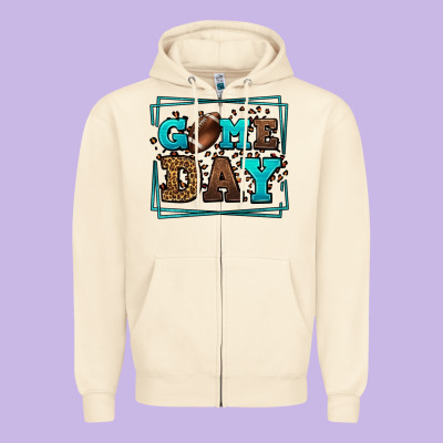 Game Day American Football Leopard Frame Zipper Hoodie Designed By Lillyallendesigns