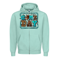 Seafoam Game day American Football leopard frame Zipper Hoodie - LillyAllenDesigns