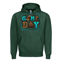Sports Green Game day American Football leopard frame Zipper Hoodie - LillyAllenDesigns