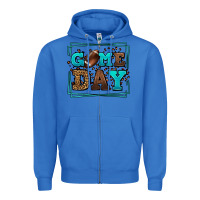 True Royal Game day American Football leopard frame Zipper Hoodie - LillyAllenDesigns