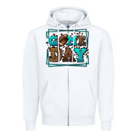 White Game day American Football leopard frame Zipper Hoodie - LillyAllenDesigns