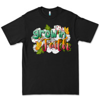 Black Grow In Faith Premium Tee - LillyAllenDesigns