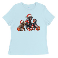 Baby Blue christmas chimpanzee and gorilla Ladies Tee - LillyAllenDesigns