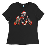 Black christmas chimpanzee and gorilla Ladies Tee - LillyAllenDesigns