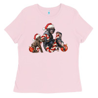 Bubblegum Pink christmas chimpanzee and gorilla Ladies Tee - LillyAllenDesigns