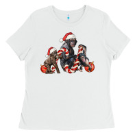 White christmas chimpanzee and gorilla Ladies Tee - LillyAllenDesigns
