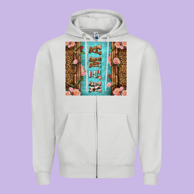 Western Mama Pink Roses Mother's Day Zipper Hoodie Designed By Lillyallendesigns
