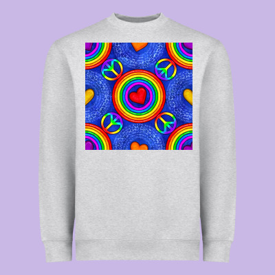 Pride Lgbtq Hearts And Peace Symbol Seamless Patte Heavyweight Sweatshirt Designed By Bundleandbundleshop