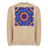 Mushroom Pride lgbtq hearts and peace symbol seamless patte Heavyweight Sweatshirt - BundleAndBundleShop