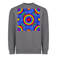 Storm Pride lgbtq hearts and peace symbol seamless patte Heavyweight Sweatshirt - BundleAndBundleShop
