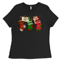 Black Christmas Socks With Santa Letter Ladies Tee - LillyAllenDesigns