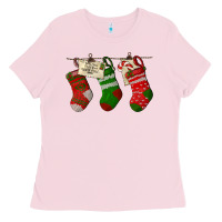 Bubblegum Pink Christmas Socks With Santa Letter Ladies Tee - LillyAllenDesigns