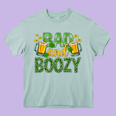 Bad And Boozy St. Patricks Heavy Core Tee Designed By Bundleandbundleshop