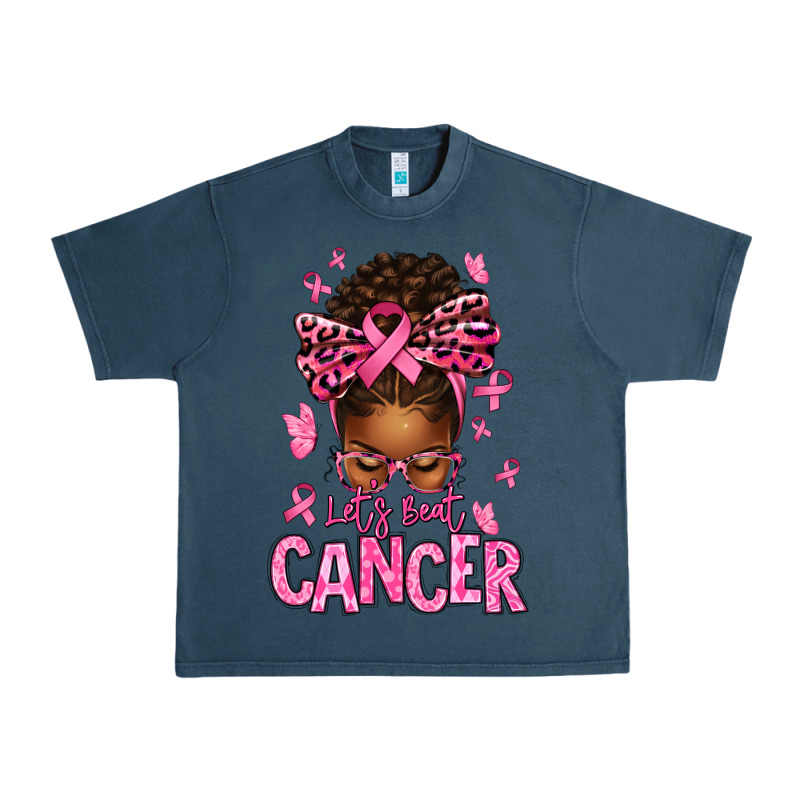 Lets Beat Cancer Afro Messy Bun Urban Heavy Tee by texasbilliewilder | Teevron