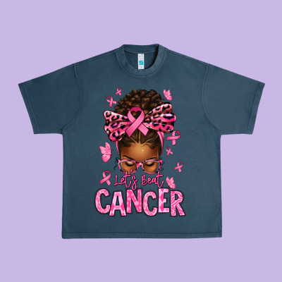 Lets Beat Cancer Afro Messy Bun Urban Heavy Tee Designed By Texasbilliewilder
