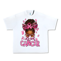 White lets beat cancer afro messy bun Urban Heavy Tee - texasbilliewilder