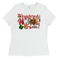 White Registered Nurse Christmas Ladies Tee - LillyAllenDesigns