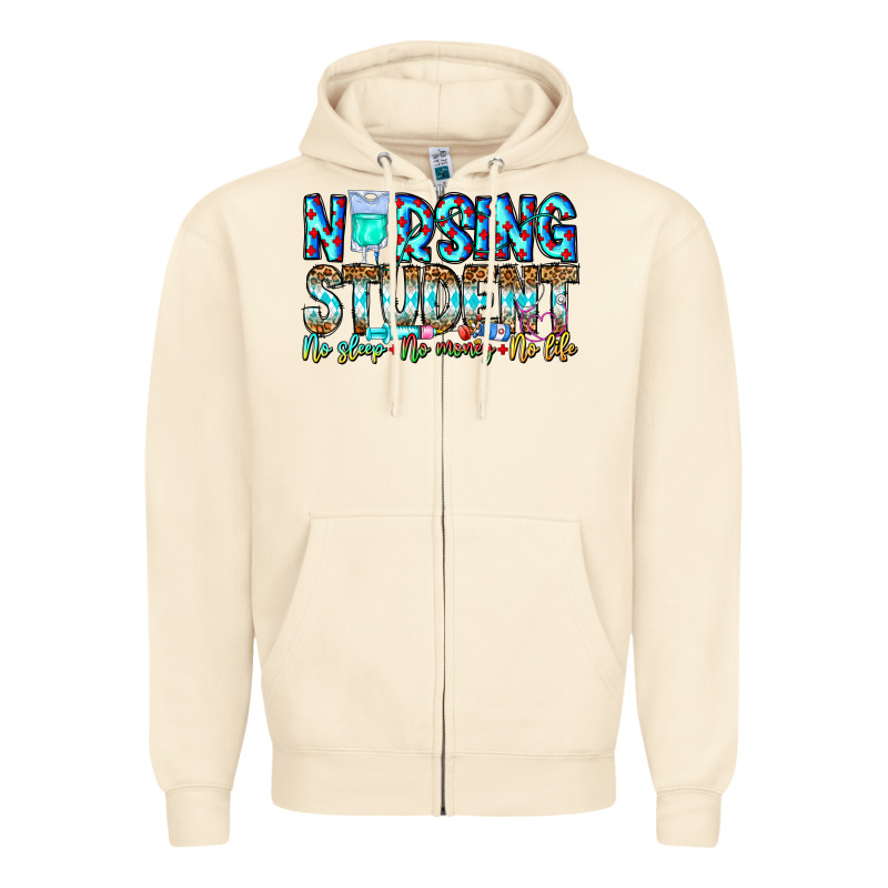 Nursing Student No Sleep No Money No Life Zipper Hoodie by CowhideDigitalArt | Teevron