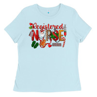 Baby Blue Registered Nurse Christmas Ladies Tee - LillyAllenDesigns