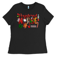 Black Registered Nurse Christmas Ladies Tee - LillyAllenDesigns