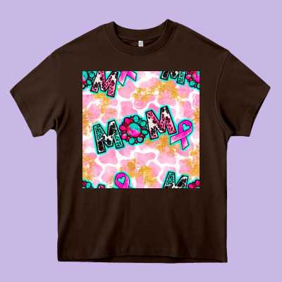 Breast Cancer Awareness Mom With Leopard Patterns Heavy Core Tee Designed By Bundleandbundleshop