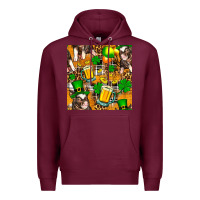 Burgundy St. Patrick's Day Pig With Beer And Shamrock Seamless Premium Hoodie - FaDigitalArtStudio