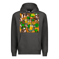 Charcoal Heather St. Patrick's Day Pig With Beer And Shamrock Seamless Premium Hoodie - FaDigitalArtStudio