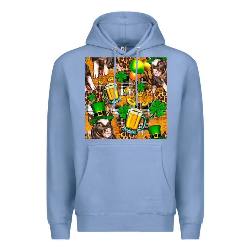 St. Patrick's Day Pig With Beer And Shamrock Seamless Premium Hoodie by FaDigitalArtStudio | Teevron