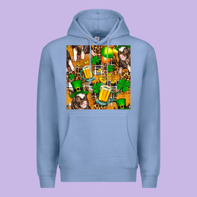 St. Patrick's Day Pig With Beer And Shamrock Seamless Premium Hoodie Designed By Fadigitalartstudio