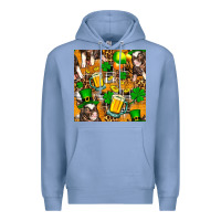 Colony Blue St. Patrick's Day Pig With Beer And Shamrock Seamless Premium Hoodie - FaDigitalArtStudio