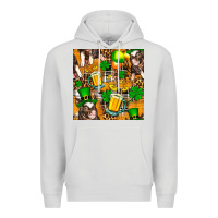 Dove Grey St. Patrick's Day Pig With Beer And Shamrock Seamless Premium Hoodie - FaDigitalArtStudio