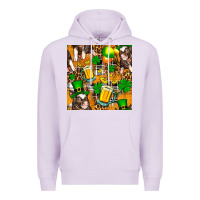 Lilac St. Patrick's Day Pig With Beer And Shamrock Seamless Premium Hoodie - FaDigitalArtStudio