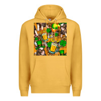 Mustard St. Patrick's Day Pig With Beer And Shamrock Seamless Premium Hoodie - FaDigitalArtStudio