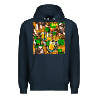 Navy St. Patrick's Day Pig With Beer And Shamrock Seamless Premium Hoodie - FaDigitalArtStudio