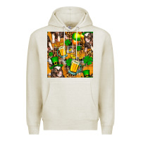 Oatmeal Heather St. Patrick's Day Pig With Beer And Shamrock Seamless Premium Hoodie - FaDigitalArtStudio