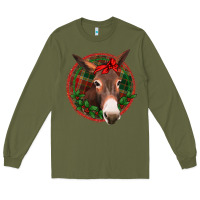 Army Green Christmas donkey with bandana Long Sleeve Tee - Jasminsmagicworld