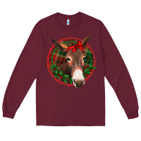 Burgundy Christmas donkey with bandana Long Sleeve Tee - Jasminsmagicworld