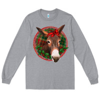 Heather Grey Christmas donkey with bandana Long Sleeve Tee - Jasminsmagicworld