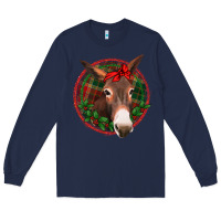Navy Christmas donkey with bandana Long Sleeve Tee - Jasminsmagicworld