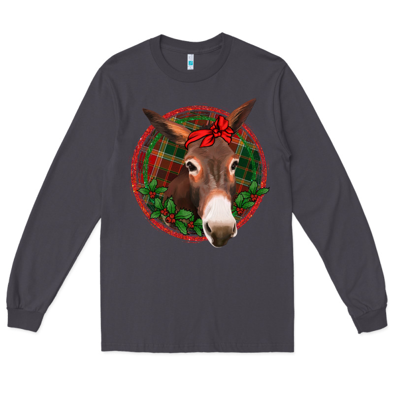 Christmas Donkey With Bandana Long Sleeve Tee by Jasminsmagicworld | Teevron