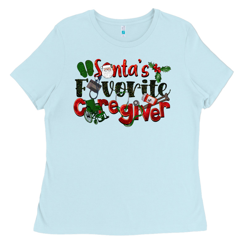 Santa's Favorite Caregiver Christmas Ladies Tee by LillyAllenDesigns | Teevron