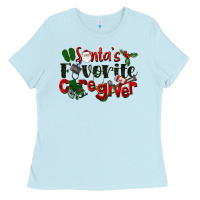 Baby Blue Santa's Favorite Caregiver Christmas Ladies Tee - LillyAllenDesigns