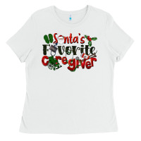 White Santa's Favorite Caregiver Christmas Ladies Tee - LillyAllenDesigns
